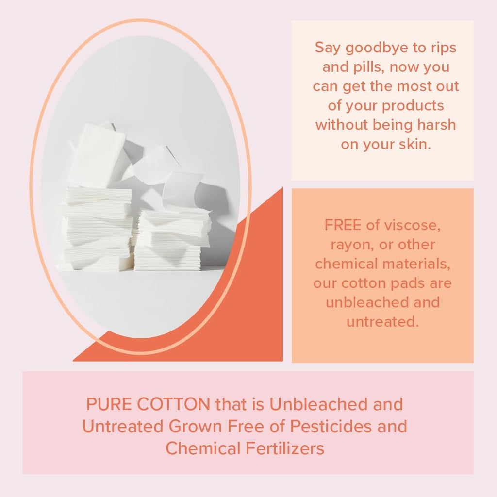 White Rabbit – Naked Cotton Classic – Premium 100% Cotton Pads for Toner Use, Makeup Remover, and Masks | Unbleached, Lint-Free, Extra Soft | Korean Skin Care Product (500 Count)