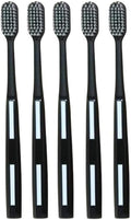 Adult Manual Hard bristled toothbrushes with Cover, Big Head Medium Size,for Cleaning Smoke Stain, Tartar, Coffee Stain, Tea Stain.【Hard Bristle Black toothbrushes,5 Count (Pack of 1)】