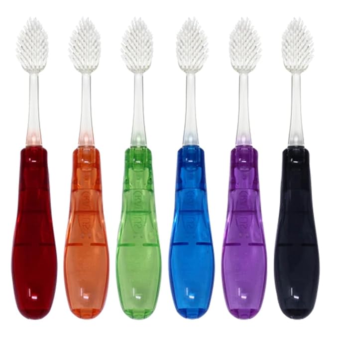 RADIUS Tour Travel Brush & Case with Replaceable Brush Head ADA Accepted Toothbrush Improve Gum Health - Assorted Colors - Pack of 6