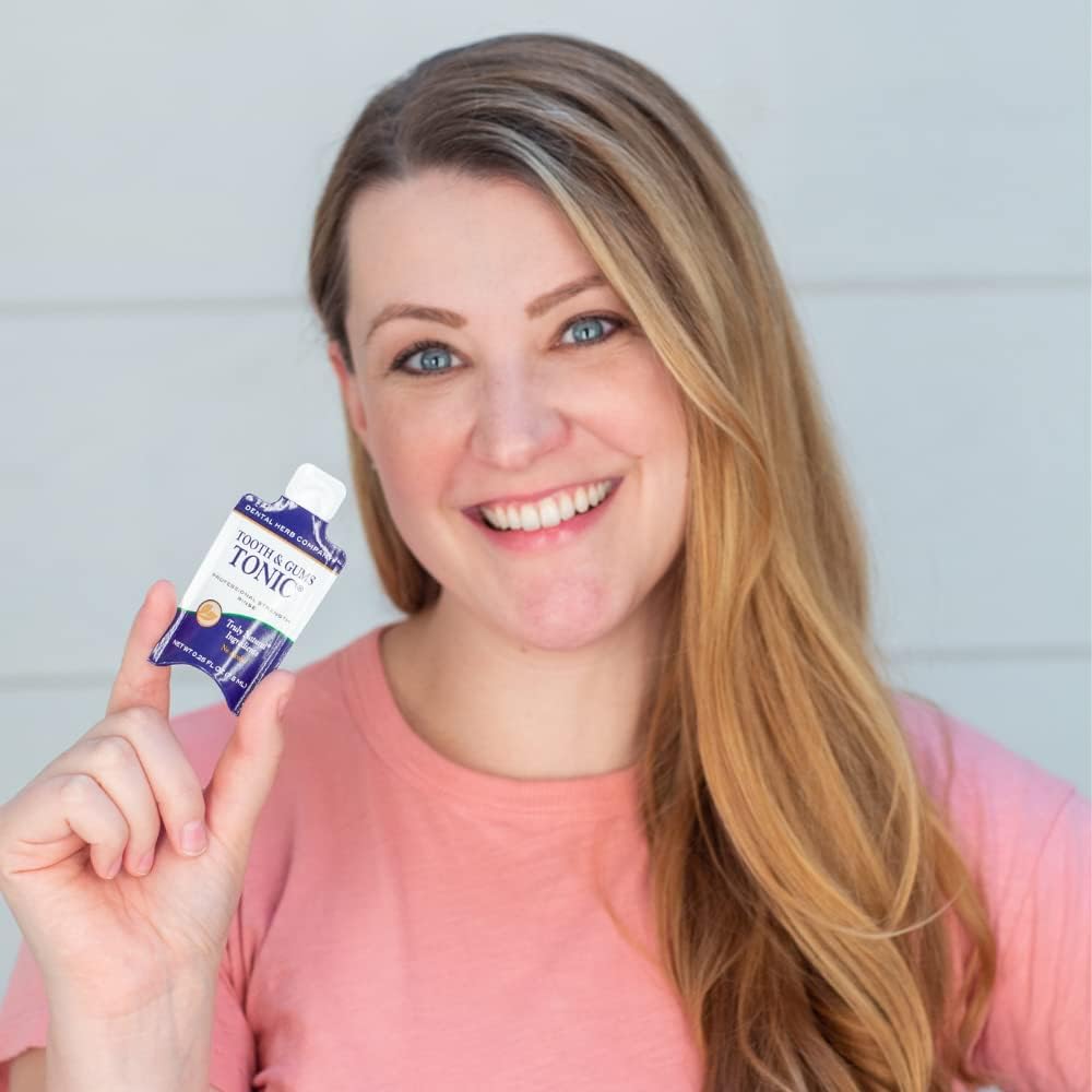 Tonic Traveler Mouthwash Minis (12 Pack) + Bamboo Toothbrush – Natural Alcohol-Free Mouthwash for Gum Health & Bad Breath – Dental Herb Company
