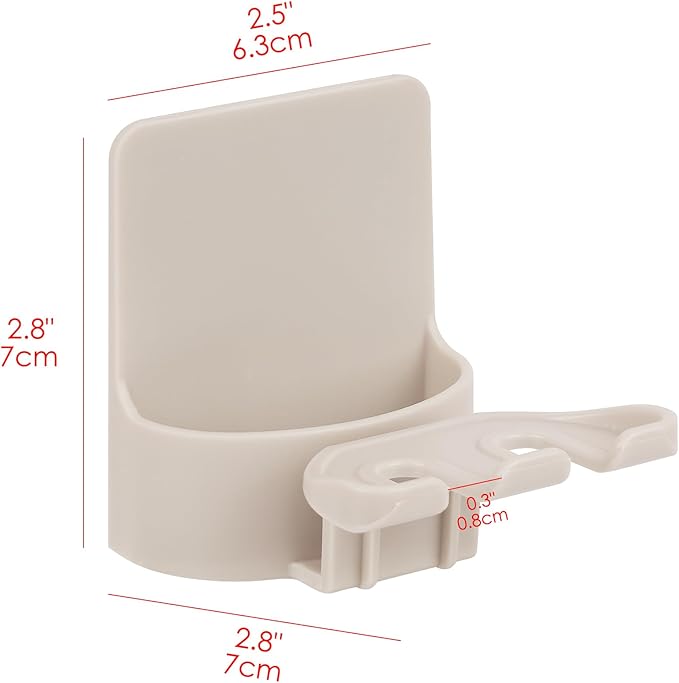 2 PCS Self-Adhesive Toothbrush Holders Wall Mounted, Water Proof Toothbrush Hook, 3 in 1 with Toothbrush Hanger Toothpaste Holder and Gargle Cup Holder for Bathroom Shower (Beige)