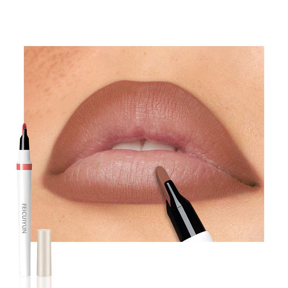 Matte Calligraphy Liquid Lip Liner Lipstick Pencil, Nude Rose Long-Lasting Transfer-Proof Lip Stain, Lightweight Lipstick, Sheer Buildable Color, Fades to a Natural Wash of Colors