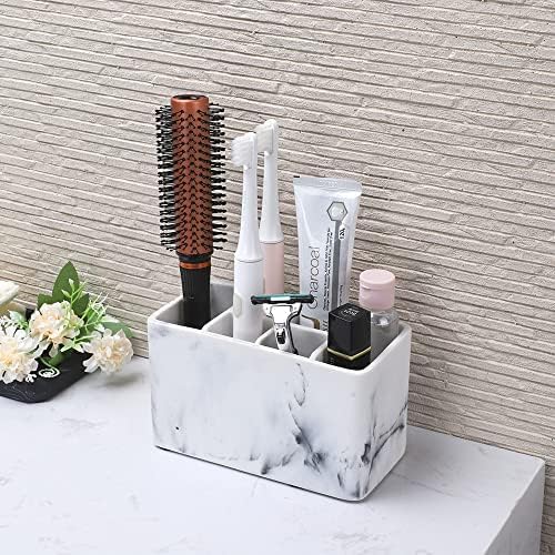 zccz Toothbrush and Toothpaste Holder - Multifunctional Countertop Electric Toothbrush Holder with 6 Slots - Toothpaste Razor Makeup Brushes Holder Organizer Stand for Bathroom Shower Vanity