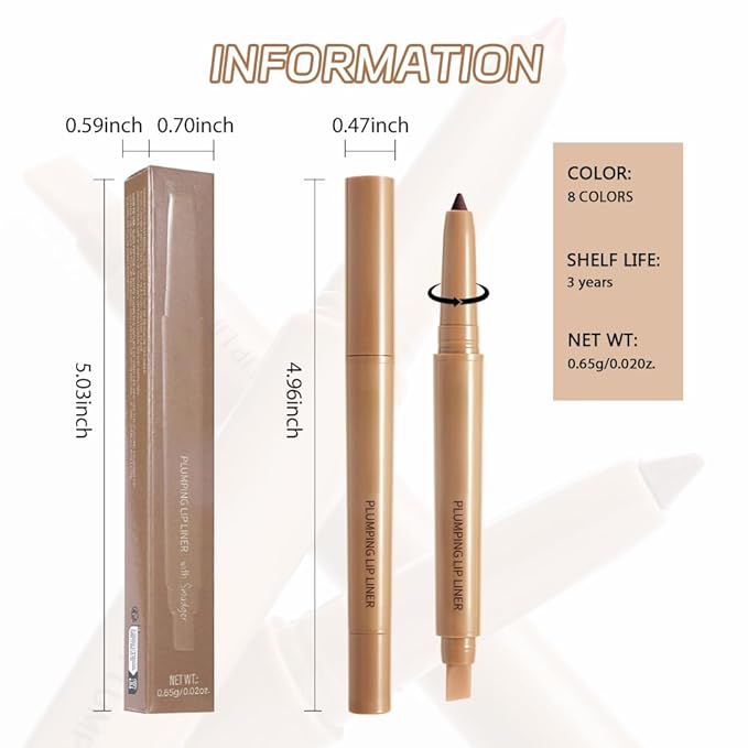 Matte Lip Liner Pencil, Long-Lasting Creamy Formula with Silicone Smudger, Waterproof Non-Staining Crayon for Lip Contouring, Plump Define Sculpting 04#