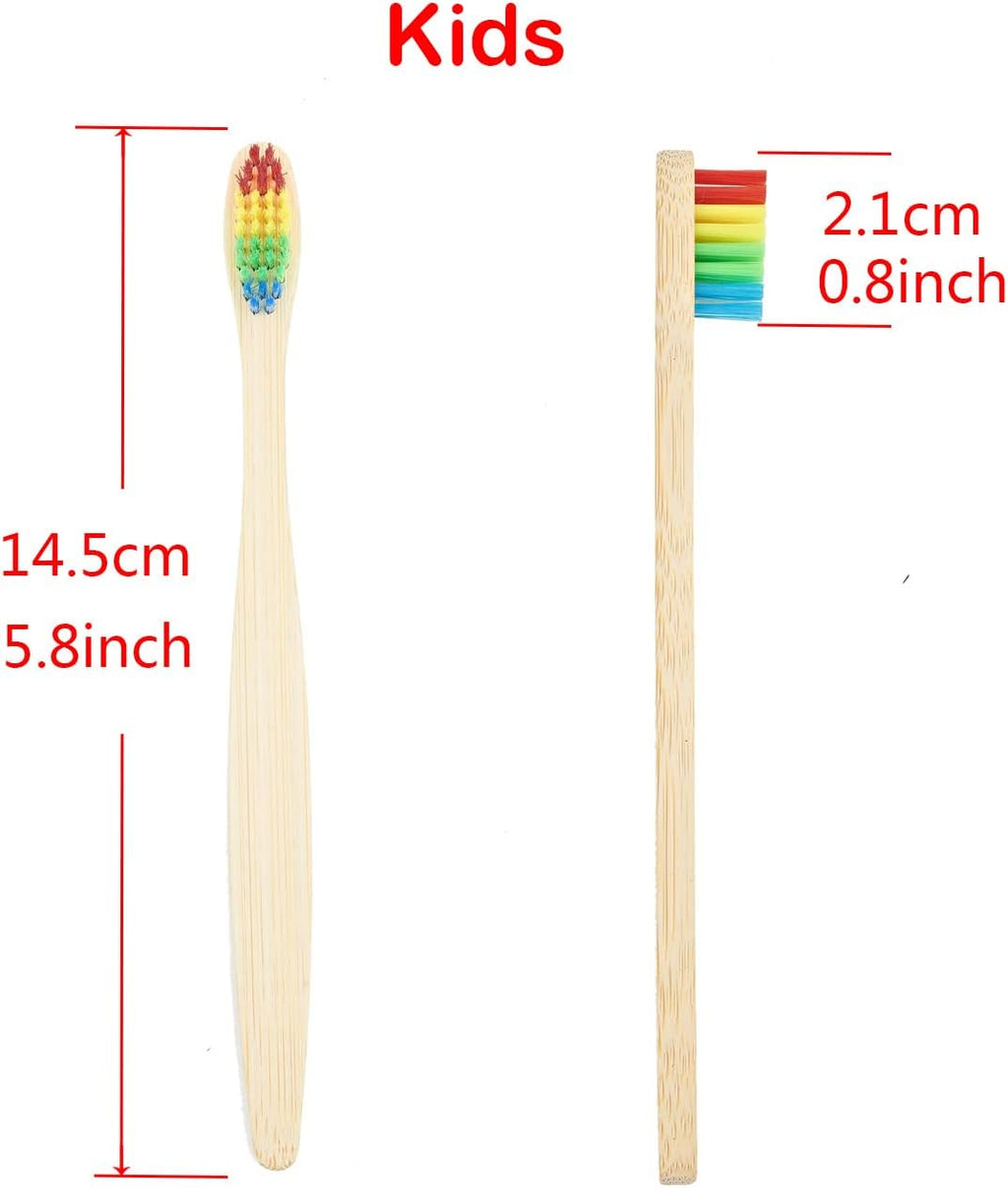 SEVENHEAD 10 PCS Kids Bamboo Toothbrushes Soft Bristles Wooden Toothbrushes, Natural Biodegradable BPA Free Eco Friendly Toothbrushes Colorful