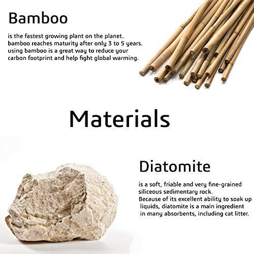 Matani Bamboo Toothbrush Holder Diatomite Tooth Brush Organizer - Storage Stand for Small Bathroom & Counter - Removable Base & Drain Holes, Water-Absorbent & Quick-Drying (Grey)