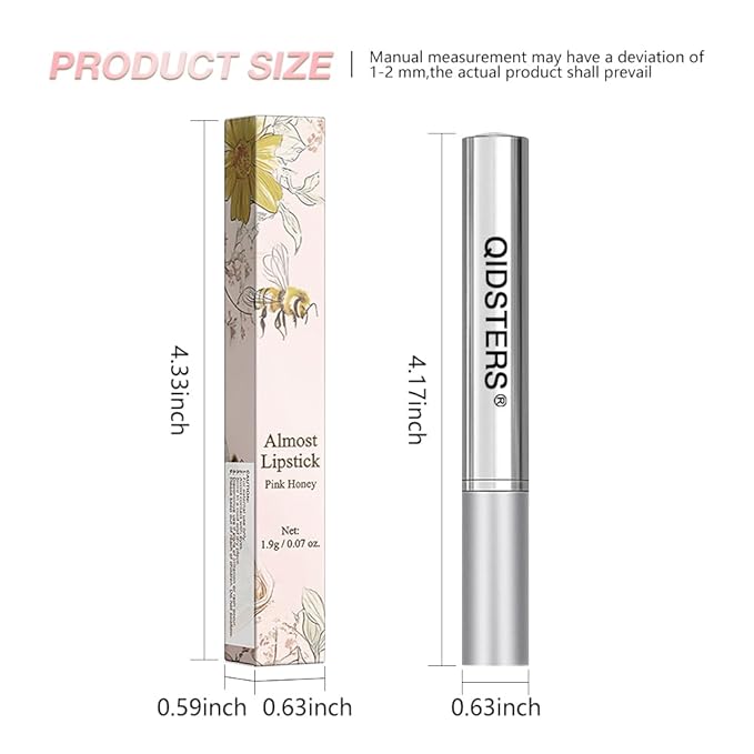 Pink Honey Lipstick Tinted Lip Balm, Sheer Hydrating Lip Stain for All Skin Tones, Natural Lightweight Lips Gloss Makeup for Women, Vegan & Cruelty-Free