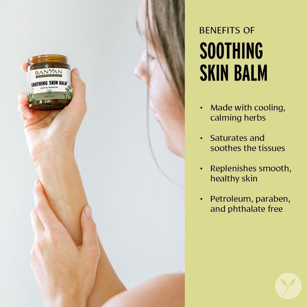 Banyan Botanicals Soothing Skin Balm – Organic Herbal Skin Care Salve with Neem Leaf and Vetiver – Cooling and Soothing Balm For Natural Skin Health – 4 oz – Non GMO Sustainably Sourced Petroleum Free
