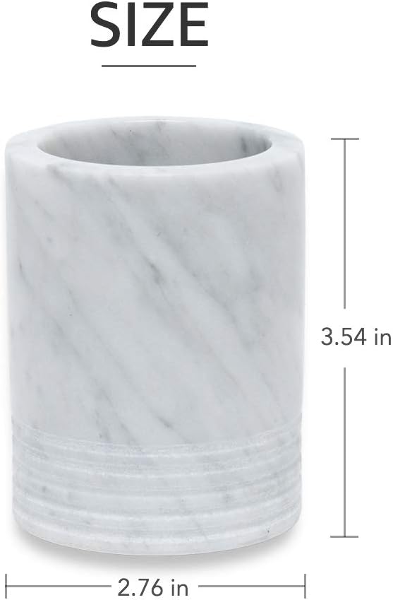 Natural Marble SPA Collection Tumbler Toothbrush Holder Makeup Brush Holder Bathroom Countertop Organizer