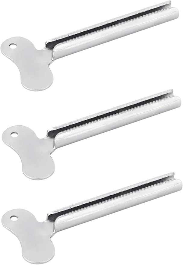 3 Pcs Silver Metal Tube Squeezer Keys, Tube Toothpaste Squeezer Keys Metal Hair Dye Color Key Roller Dispenser Tools, Daily Living Tube Squeezing Aids