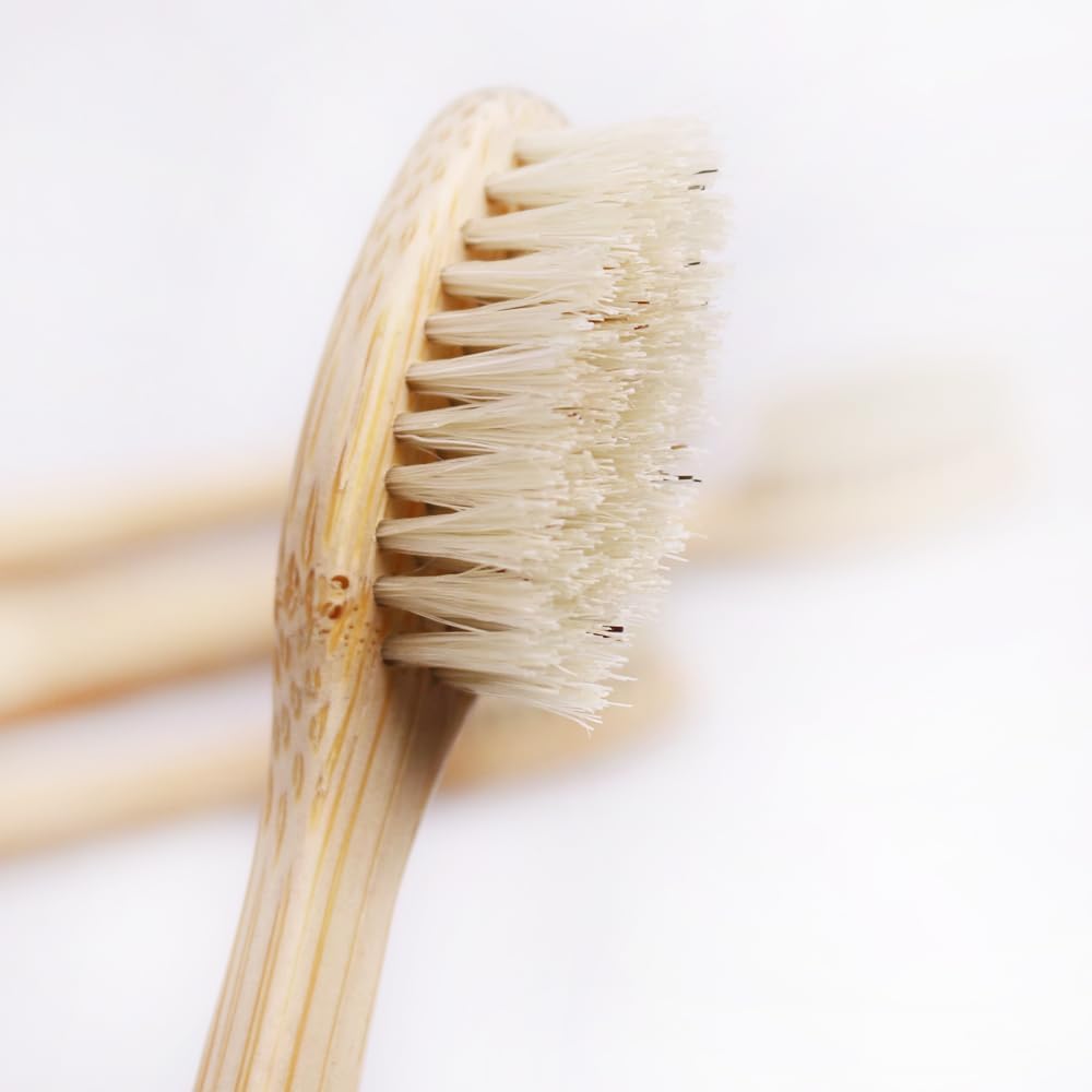 Bamboo Toothbrush - Medium Boar Bristles Natural - NO Plastic Environmentally Friendly (8 Pieces)