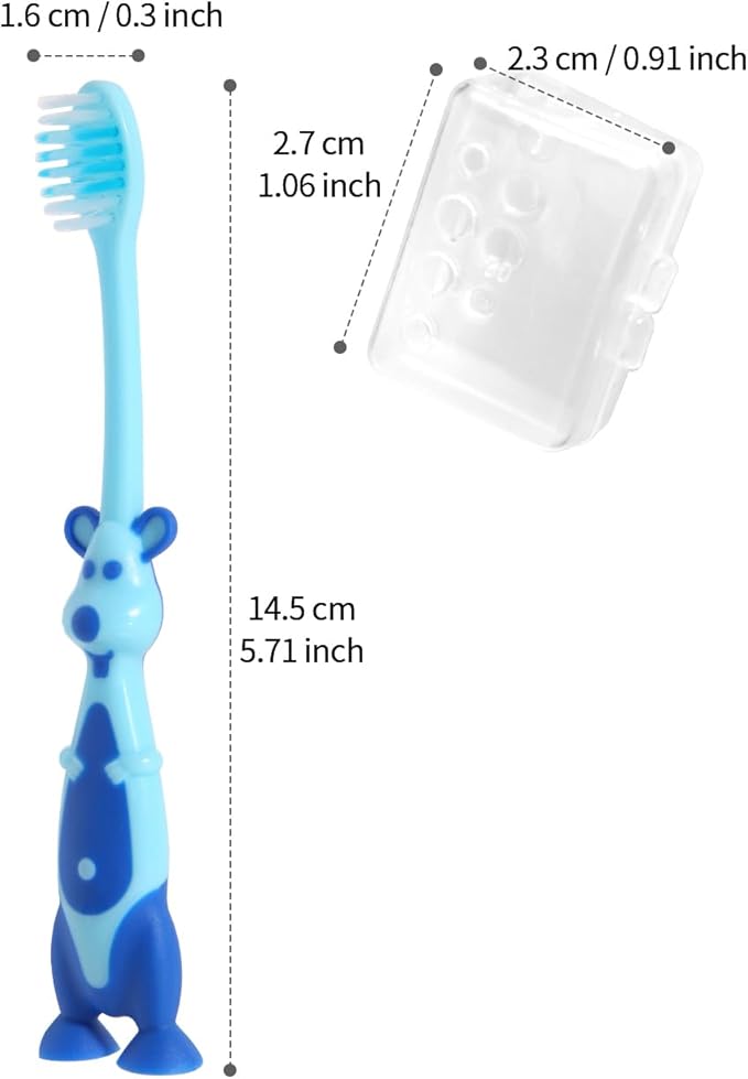 Newday Kids toothbrushes 6 Pack Set Soft Bristles Fun Lovely with Suction Cup, Includes Travel Covers, Animal toothbrushes for Kids Boys & Girls, Toddlers &Children Teeth Age 3+