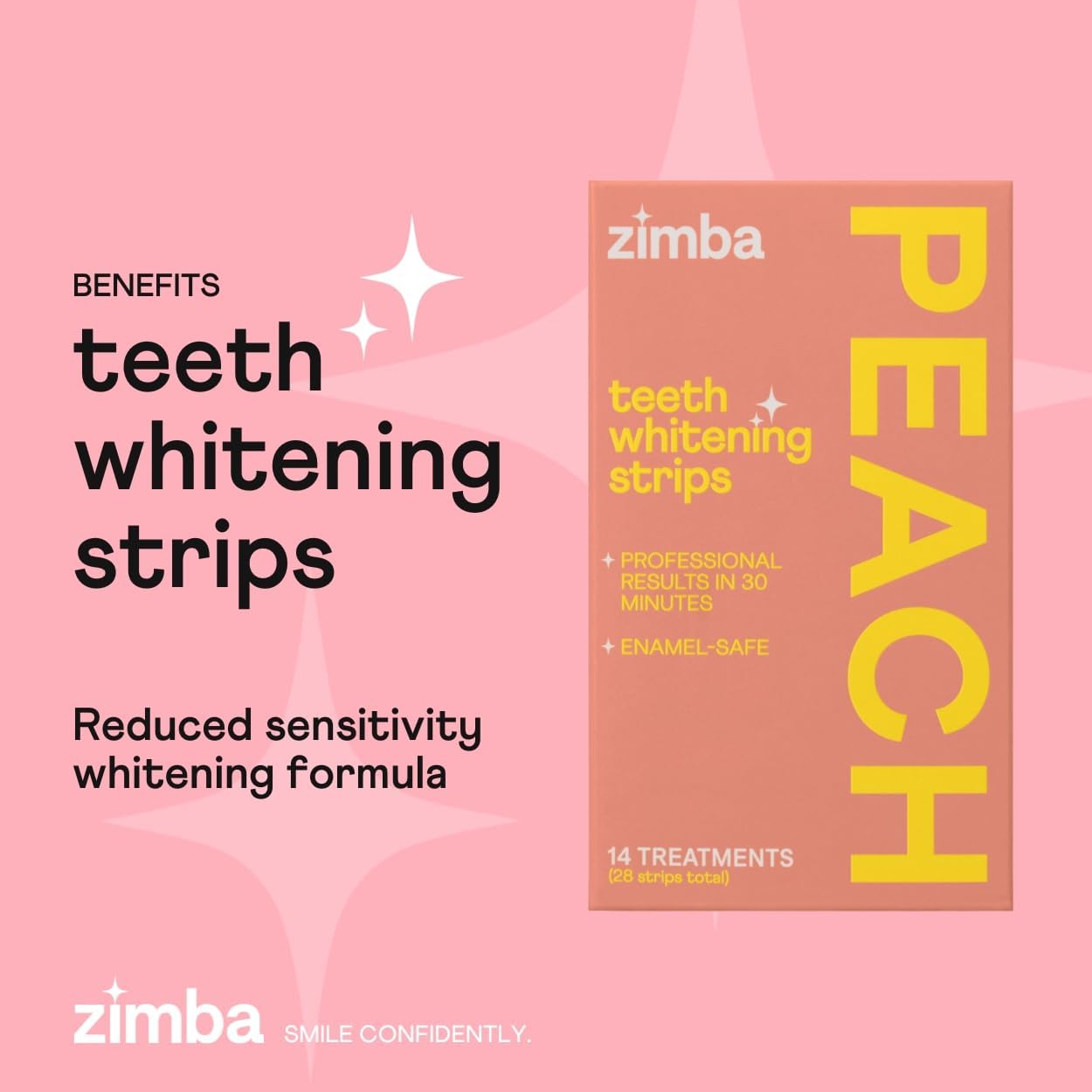 Zimba Teeth Whitening Strips 3-Pack Bestsellers Variety Bundle | Mint, Coconut, Peach | Vegan Whitening Strips, Enamel Safe Teeth Whitening, Hydrogen Peroxide Tooth Whiteners