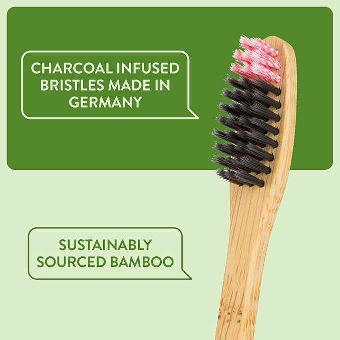 Lindo EcoGrip Bamboo Toothbrush - Soft German Made Fiber Bristles, Organic and Recyclable (Multi-Color)