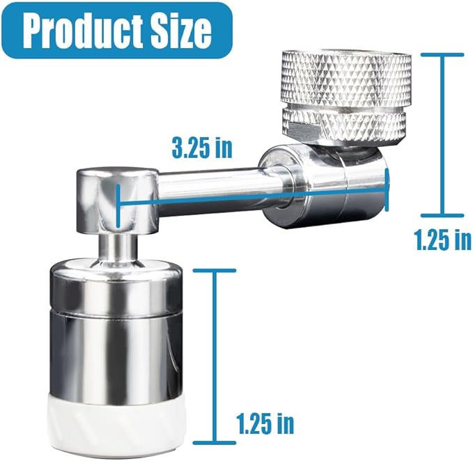 1080° Swivel Faucet Extender Faucet Extender Universal Sink Faucet Adapter with 2 Mode Rotatable Faucet Aerator Heavy Duty Brass Splash Filter Extension for Kitchen Bathroom Sink