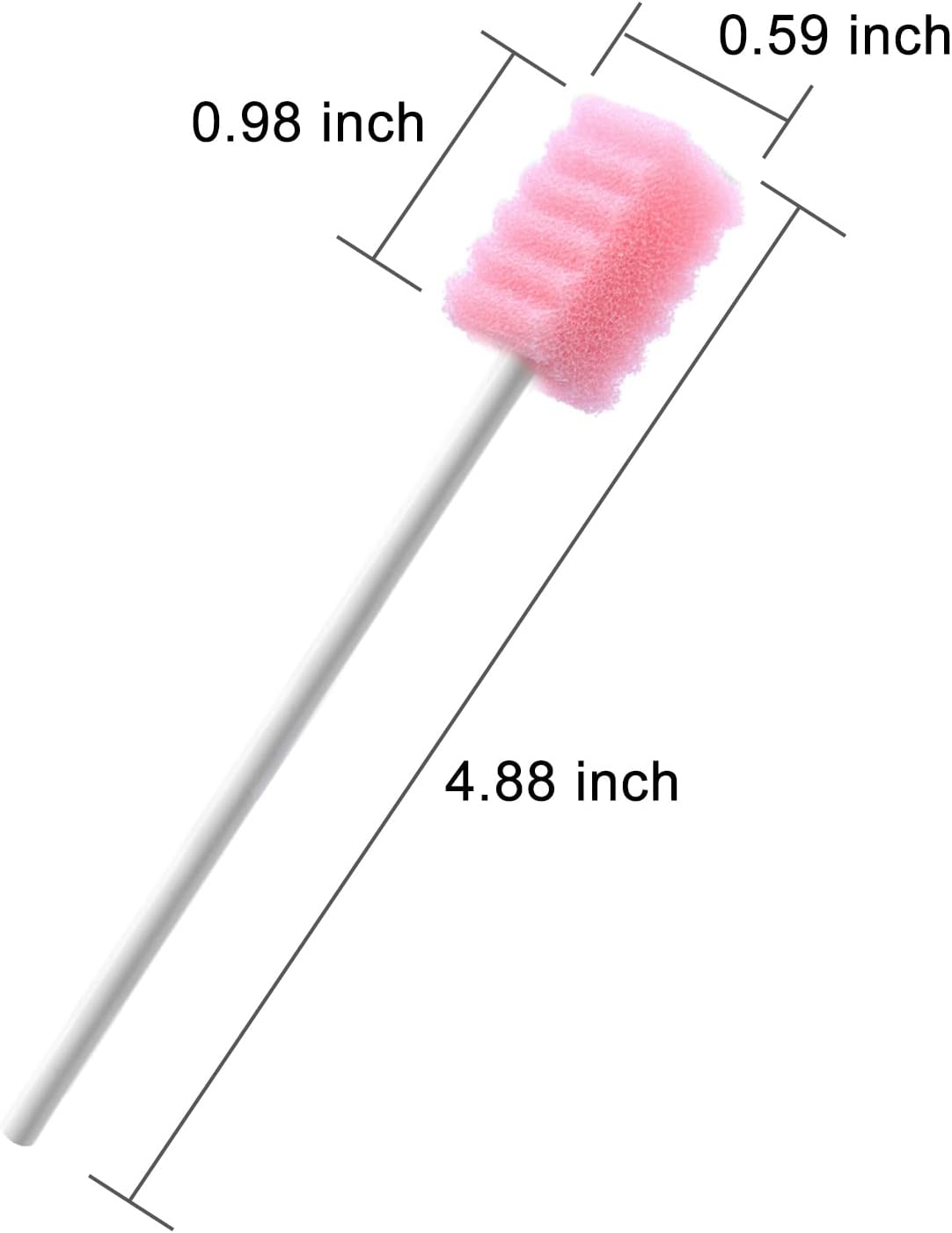 100 Pcs Disposable Mouth Swabs Sponge, BVN Oral Swabs, Oral Care Swabs Disposable, Mouth Swabs, Unflavored and Sterile Disposable Dental Swabsticks for Mouth Cleaning, Sawtooth-Shaped Pink.