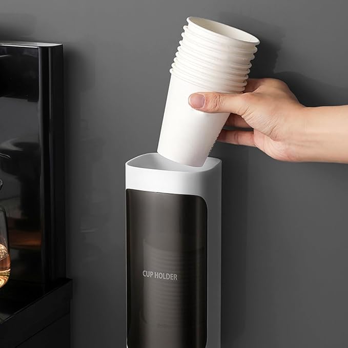 2 Pcs Cup Dispenser Wall Mounted, Bathroom Cup Dispenser Holder for 3oz-9.5oz Disposable Paper and Plastic Cups, Water Cooler Cup Dispenser with Adhesive Plate (Large White)