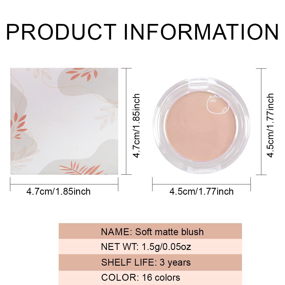 Matte Powder Blush for Cheeks – Long Lasting Natural Face Blusher Makeup, Lightweight Blendable Cheek Color for Women, Vegan & Cruelty-Free – #14 Light Brown