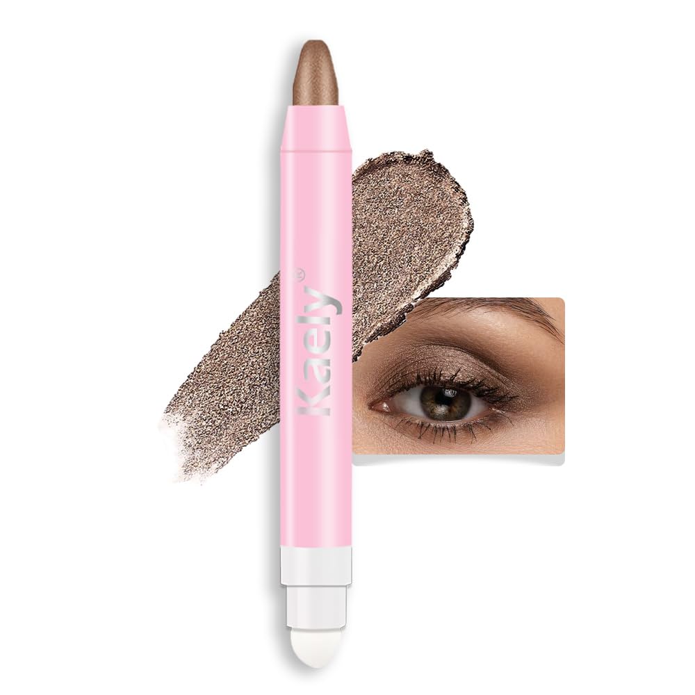 2-in-1 Cream Eyeshadow & Highlighter Stick, Waterproof Cocoa Shimmer Eye Shadow Pencil for Women, Long-Lasting Pigmented Makeup, sombras para ojos 17
