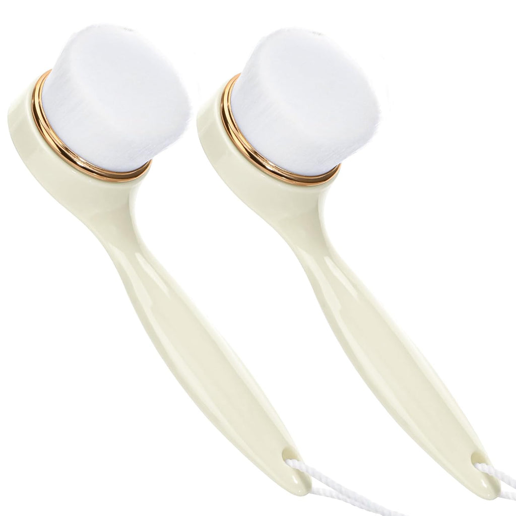 2 Pack Soft Bristle Facial Cleansing Brush for Deep Pore Cleaning, Face Exfoliating Scrub Brush for Face Cleansing Skincare Massaging,Jade White