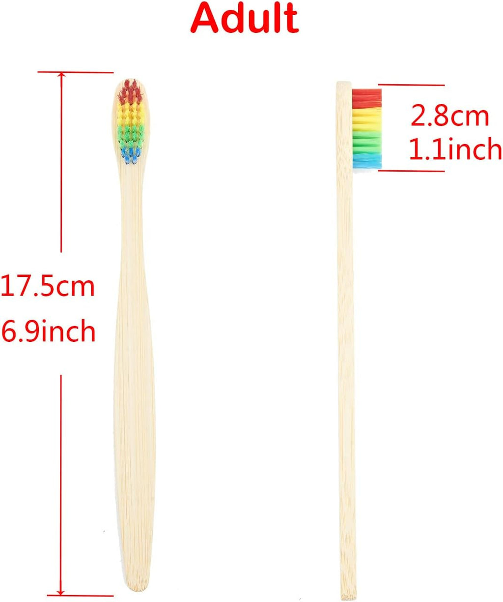 SEVENHEAD 10 PCS Bamboo Toothbrushes Soft Bristles Wooden Toothbrushes for Adult, Natural Biodegradable BPA Free Eco Friendly Toothbrushes Colorful