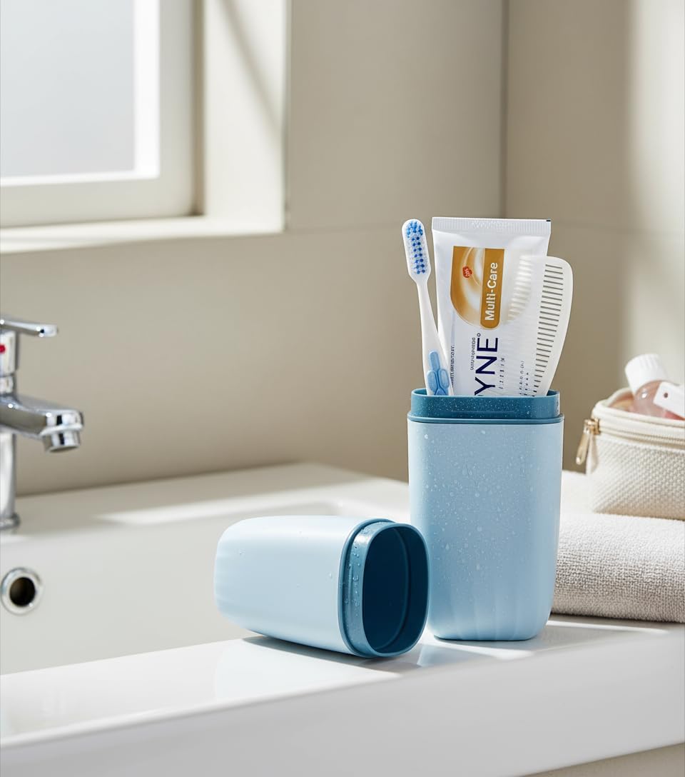 Toothbrush Cup Toothbrush Holder with Cover Travel Boothbrush Holder Portable Toothbrush Case and Carrier for Bathroom School Business Trip