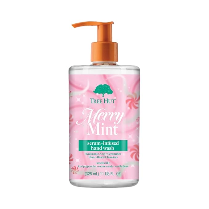 Tree Hut Merry Mint Serum Infused Hand Wash, Nourish & Hydrate Hands, Strengthening Skin Care, Long-Lasting Scent, Cleanse & Lock in Moisture, Cermamides, Holiday Gift & Stocking Stuffer, 11 fl oz