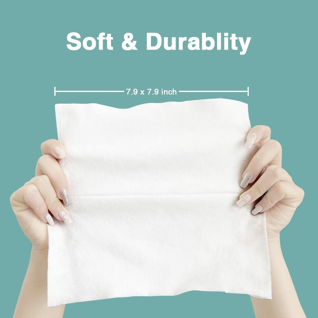 Saraflora 100% Cotton Facial Tissue Soft Dry Wipe 6 Pack, Use for Sensitive Skin Disposable Face Towel Extra Thick Dry and Wet Use Disposable Cotton Tissues for Washing Face Makeup Wipes（600 Count ）