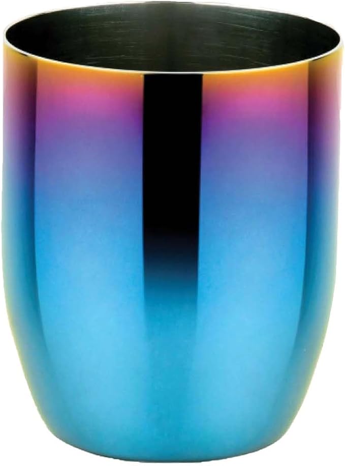 Ahimsa Stainless Steel Kids Cup, Pediatrician Designed, Colorful Toddler Cups for Open Cup Training, 8oz, 100% BPA Free & Dishwasher Safe, Single Iridescent Blue