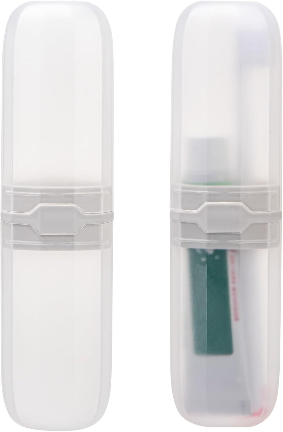 Yeeco Toothbrush Case 2 Packs, Transparent White Toothbrush Travel Case, Plastic Toothbrush Holder Travel, 7.9”×2.1”×1.2” Portable Toothbrush Case for Traveling