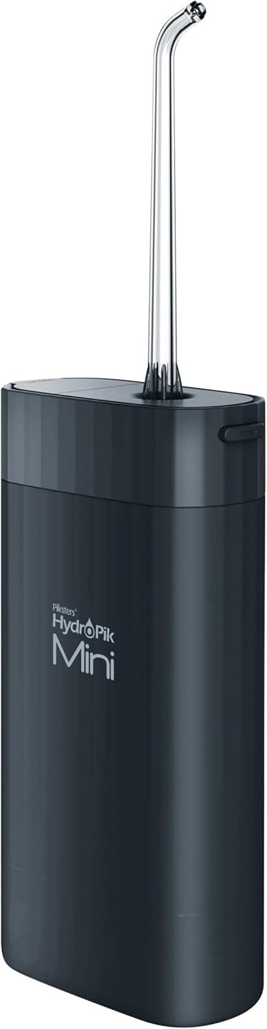 Piksters HydroPik Mini Water Flosser for Travel – Portable Cordless Oral Irrigator with USB-C Charging, 3 Pressure Modes & 2 Tips, Compact & Lightweight for On-The-Go Dental Care, Black