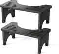 Set of 2 Foldable Toilet Stool, 7 Inch Poop Squatting Stool for Adults, Potty Bathroom Stool Portable for Travel, Bamboo Wood Toilet Stools for Pooping, Black