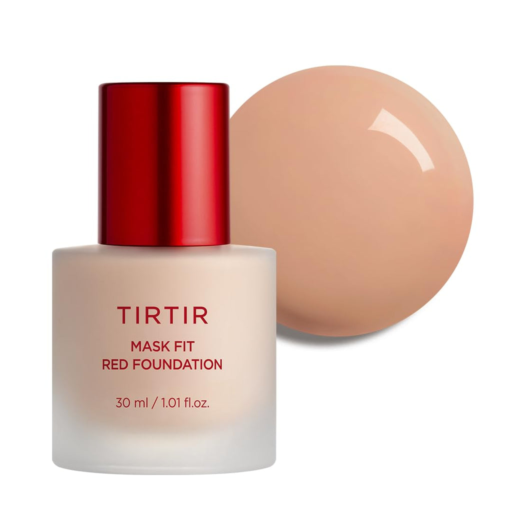 TIRTIR Mask Fit Red FoundationㅣLong Lasting Flawless Coverage, Energy Essence, Lightweight, Hydrating, Pore-Blurring, Breathable Satin Finish, Makeup, Radiant Skin, #25C Cool Taupe, 1.01 Fl Oz