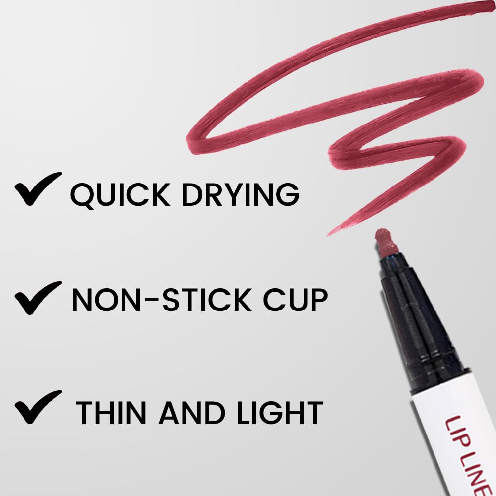 Kaely 3Pcs Mocha Nude Beige Longwear Liquid Lip Liner Waterproof, 24 Hour Long Lasting Lip Liner Stain Marker Pen, 2-in-1 Matte Semi Permanent Lipliner & Lipstick, 03+05+07