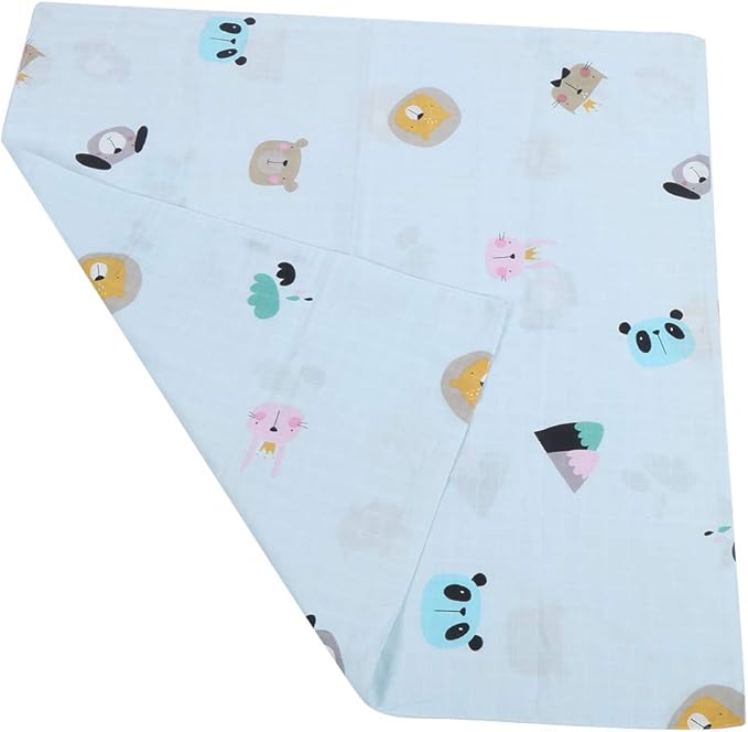 Baby Bath Towel Soft Cotton Infant Wash Cloth Multifunctional Bathing Wipe Feeding Wipe Cloth for Newborn Toddler Blue Animal 75x75cm