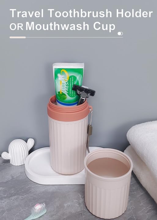 Toothbrush Travel Case, Pink Travel Toothbrush Cup Holder for Toothbrush and Toothpaste, Portable Travel Toothbrush Container for Traveling Camping Business School