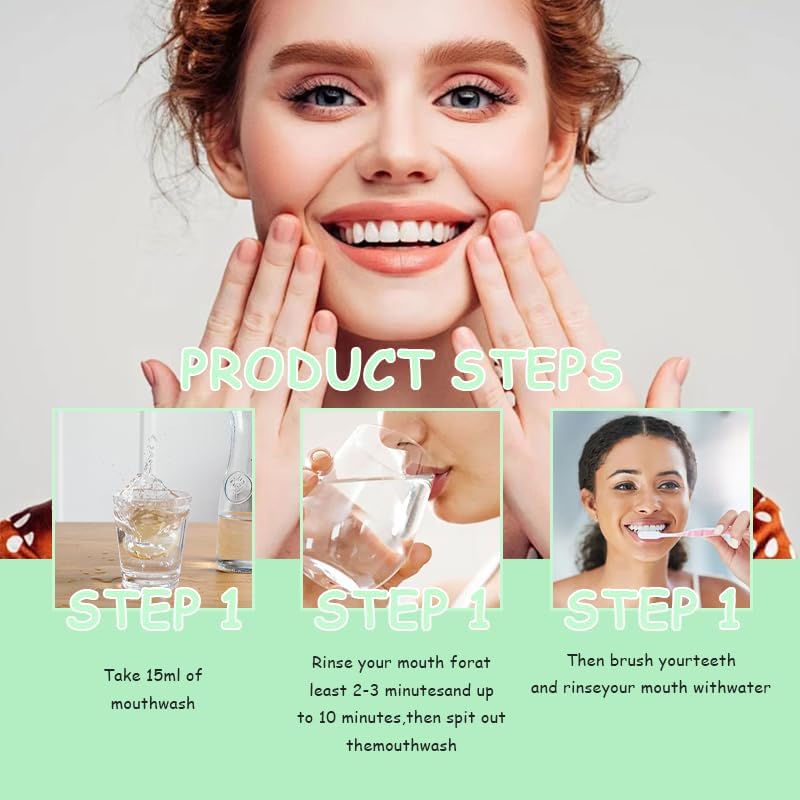 White Spearmint Oil Pulling Rinse, Cold-Pressed Coconut Mouthwash for Teeth Whitening, Powerful Organic Peppermint Oil Maintain Gum Health & Freshness Breath, Mint Mouthwash (8 fl oz)