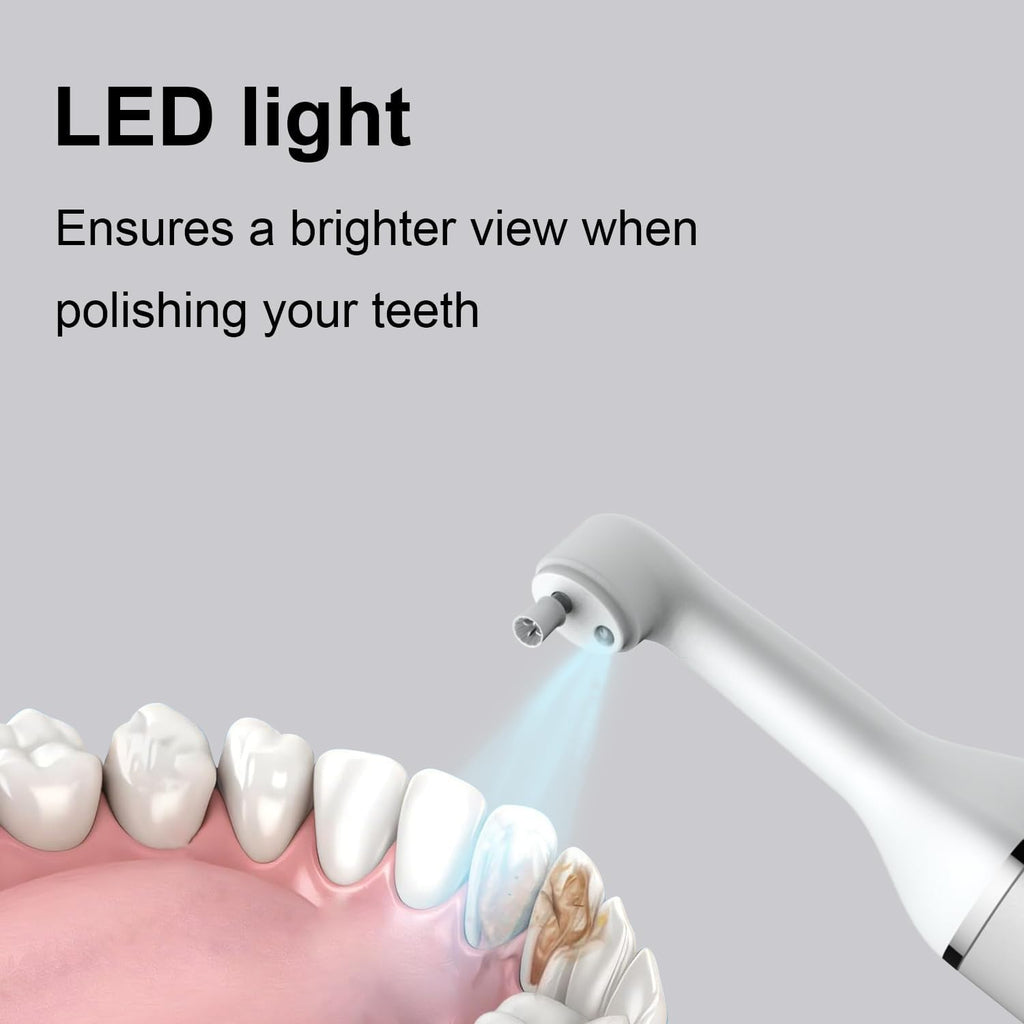 Tooth Polisher and Plaque Remover, Teeth Cleaning Tools for Cleaning and Polishing of Tooth, Dental Cleaning Tools for Brighten and Polish Teeth with 5 Brush Heads, 4 Speed Modes and 3 Polish Pastes