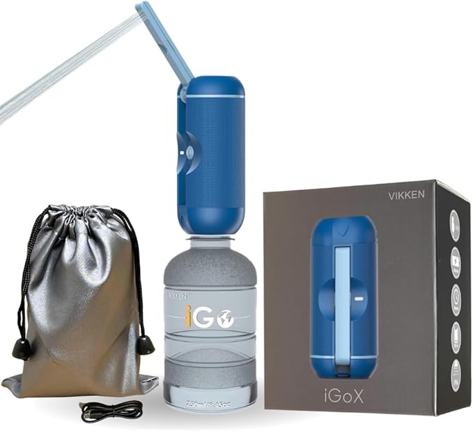 VIKKEN® 250ml iGo X Portable Travel Bidet USB-Type C Rechargeable Electric Mobile Handheld Ultra Strong Water Spray Personal Hygiene Self Care for Women & Men