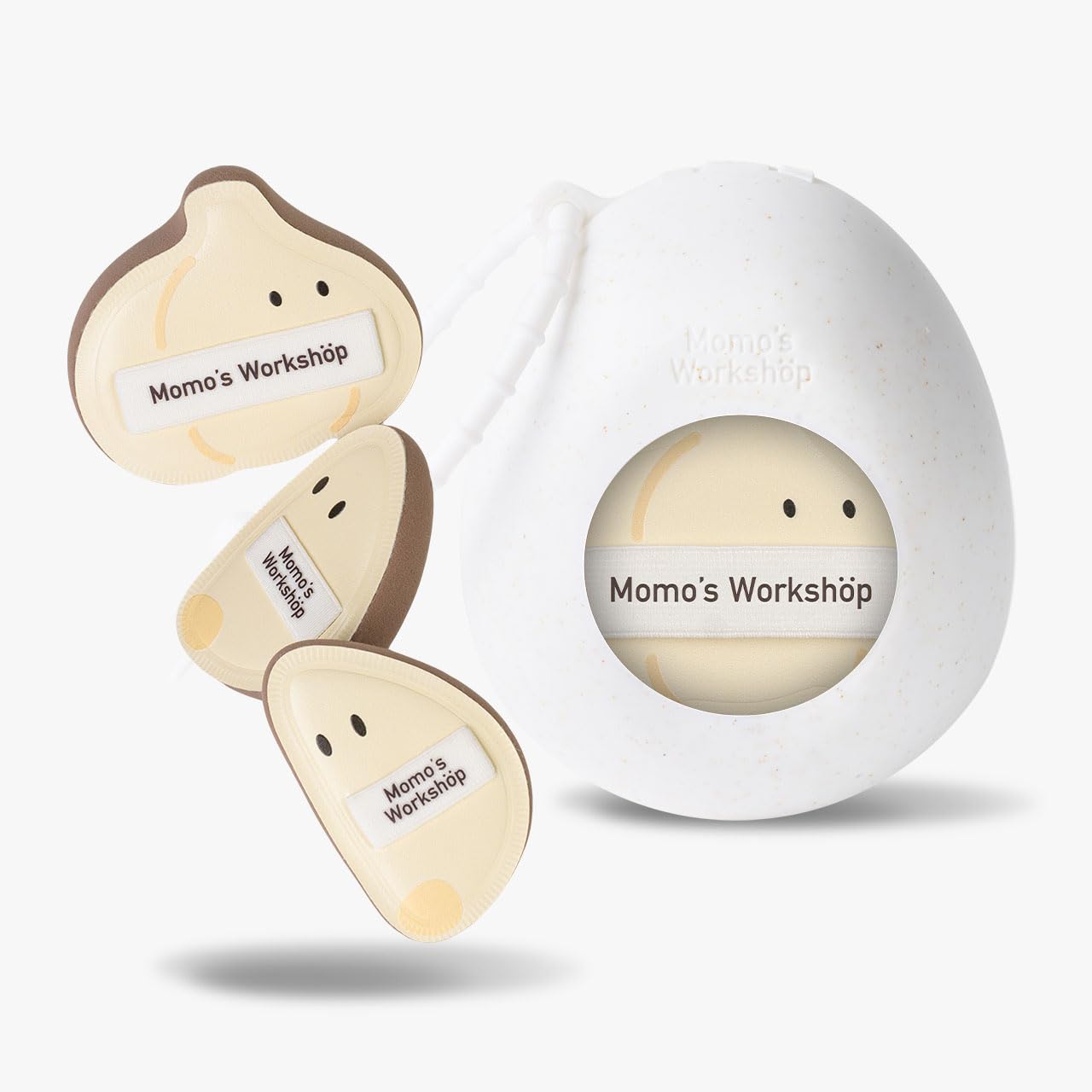 Momo’s Workshop Garlic Makeup Sponge Set (3pcs) - Garlic Shape PU Leather Puff Full Coverage,Makeup Puff for Blending Halloween Themed, Oil Control Ideal for Oily Skin & Storage Case