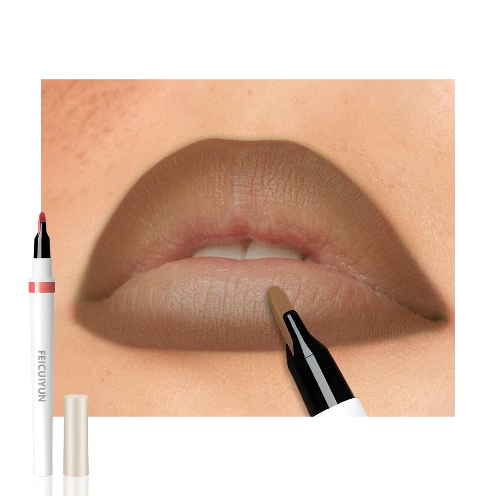 Matte Calligraphy Liquid Lip Liner Lipstick Pencil, Dark Coffee Long-Lasting Transfer-Proof Lip Stain, Lightweight Lipstick, Sheer Buildable Color, Fades to a Natural Wash of Colors