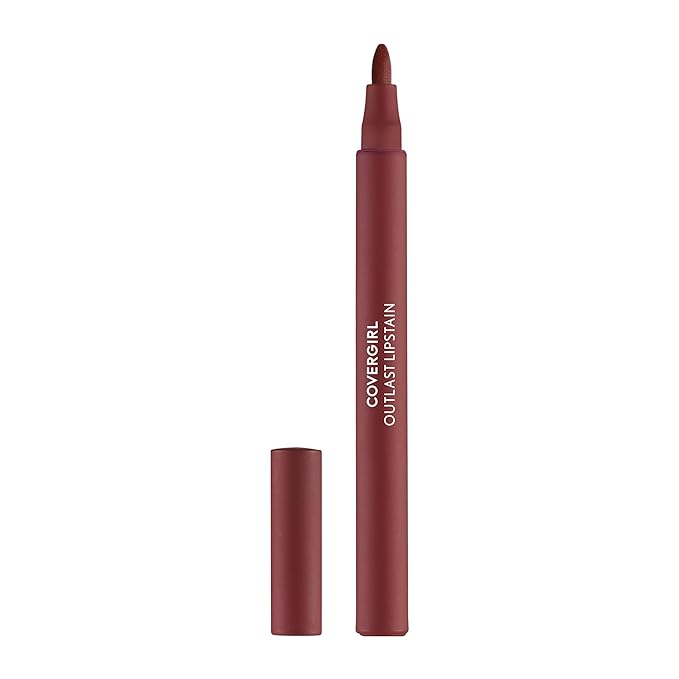 Covergirl Outlast, 45 Brazen Raisin, Lipstain, Smooth Application, Precise Pen-Like Tip, Transfer-Proof, Satin Stained Finish, Vegan Formula, 0.06oz