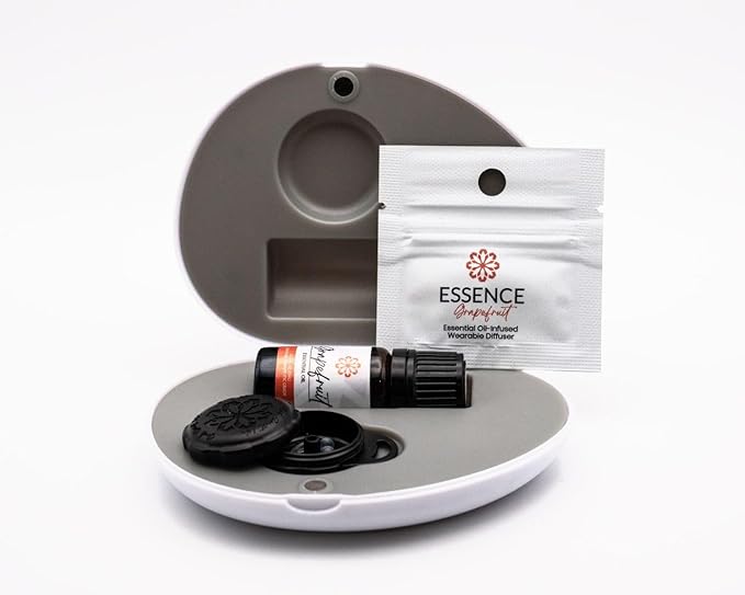 Essence Pearl Travel Case - Wearable Aromatherapy Kit with Nasal Diffuser Rings, Soaking Bay, and 5mL Essential Oil – Portable Wellness Gift Set for On?The?Go Self Care