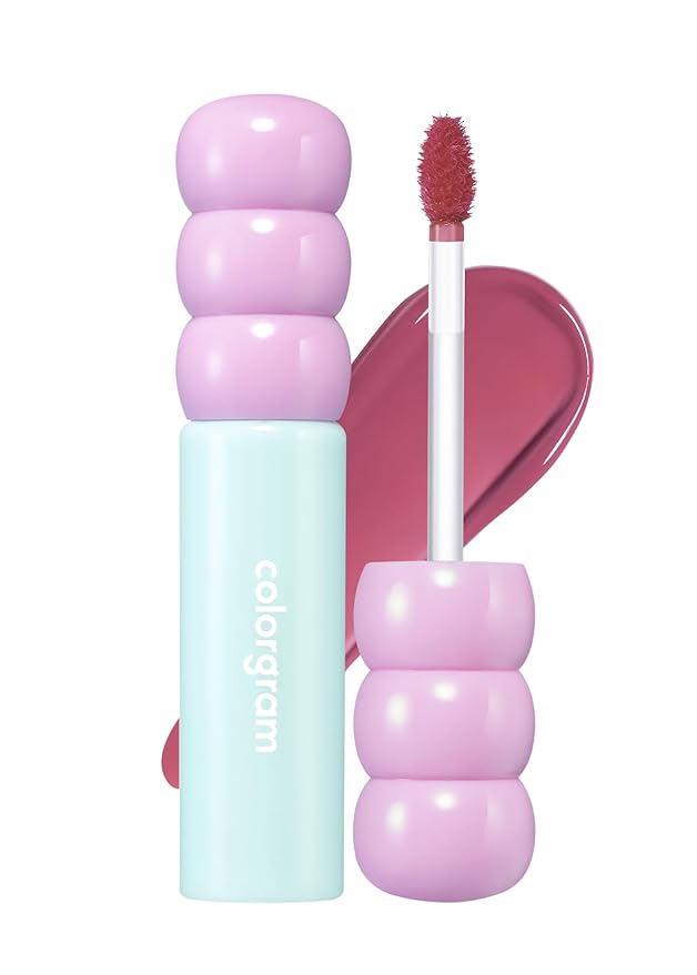 COLORGRAM Fruity Glass Tint 09 Heartful Mulberry | Korean Long Lasting & Waterproof Lip Stain | Highly Pigmented Daily Mauve Plum Shade with Glowing effect, Buildable & Blendable 0.11 Oz.
