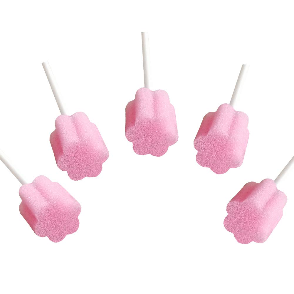 Disposable Oral Care Swabs-Untreated Mouth Cleaning and Care Sponge Swabsticks Speech Therapy Tools/Swabs Pink 300 Counts