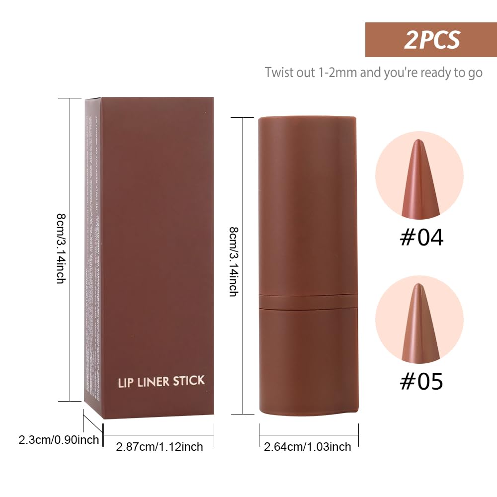 2in1 Gradient Lip Liner & Lipstick Combo,Matte Longwear Waterproof Lip Pencil with Cone Tip,Smudge Proof Crayon,Ombre Contour,Women's Long Lasting Makeup Set-(04#Cinnamon Spice+05#Caramel Latte)