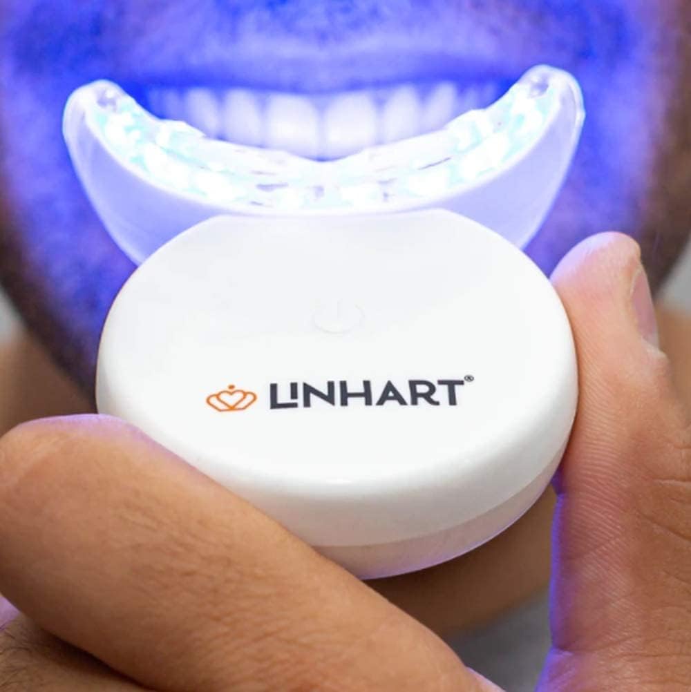 LINHART Teeth Whitening Kit with LED Light - Tooth Whitener Gel, Dental Whitening Gel Syringes with 35% Carbamide Peroxide and 16-Led Whitening Light - No Sensitivity, Whitens Teeth