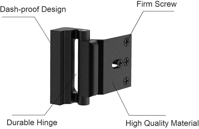 2 Pack Door Reinforcement Locks with 8 Screws, Home Security Door Lock for Toddler, Childproof Door Lock Night Lock Withstand 800 Lbs (Black)