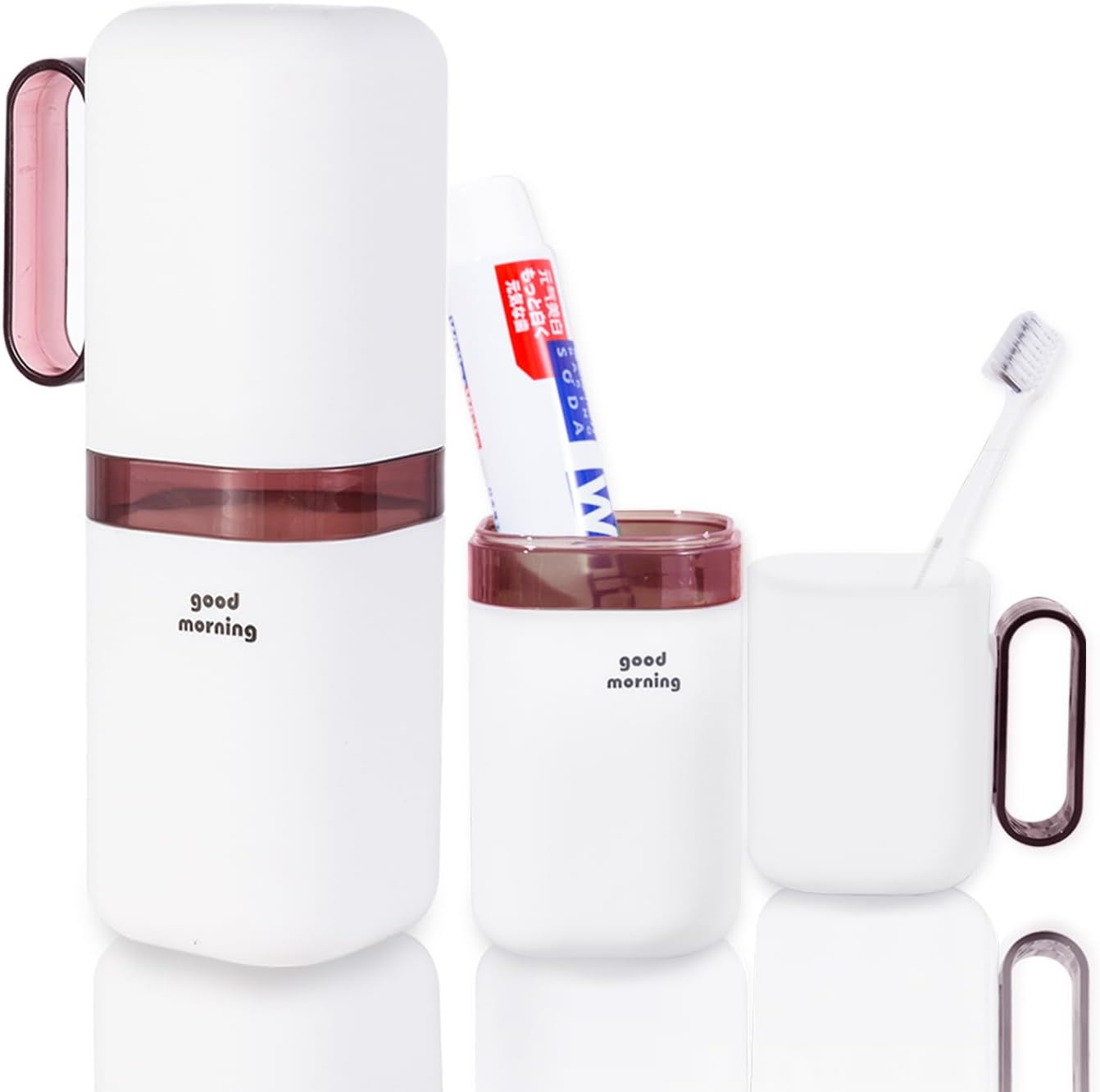 Toothbrush Travel Case,Toothbrush Holder and Rinse Cup with Handle Travel Toothbrush Cup,Multifunctional Toothbrush Cover,Large Capacit Travel Toothbrush Holder with Mouthwash Cup Purple