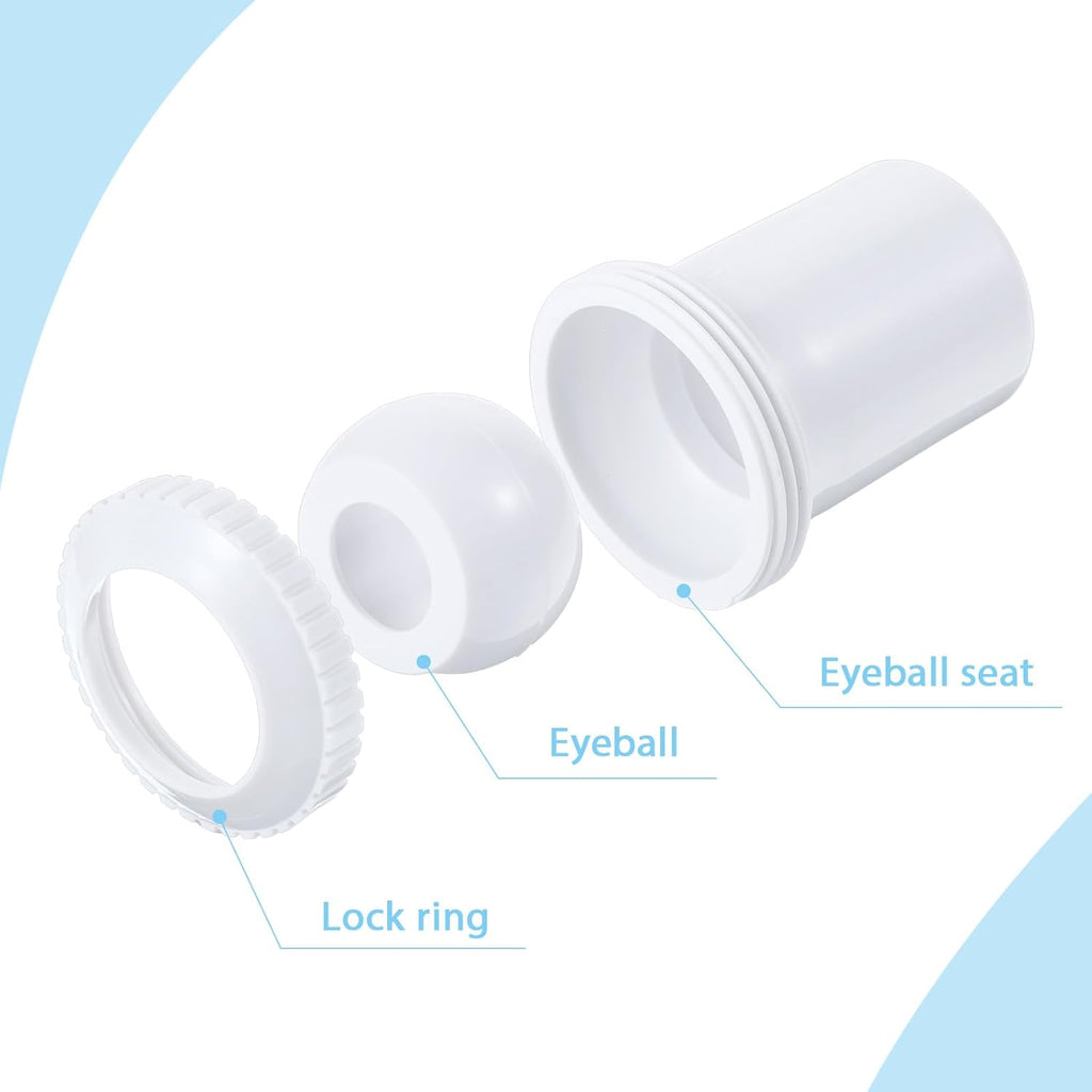 2 Pcs Pool Jet Nozzles, 3/4" Directional Flow Eyeball Inlet Jet, Swimming Pond Return Jets Replacement Parts Fittings Spa with 1-1/2 Inch MIP Thread Pool Accessories for Cleaning (2Pc 3/4" No Spiral)